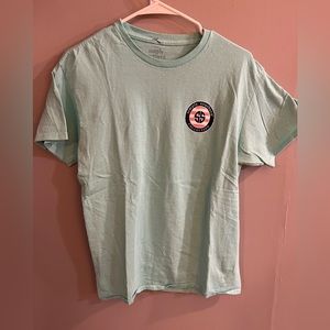 Medium teal simply southern T-shirt with tie dye decal on back